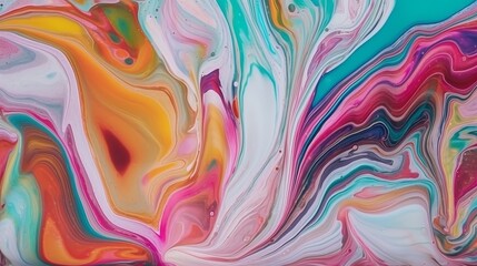 Colorful abstract painting background. Liquid marbling paint background. Fluid painting abstract texture. Intensive colorful mix of acrylic vibrant colors. generative ai