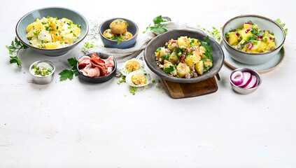 Set with different potato salads