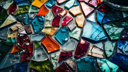 Colored broken glass. Generative AI