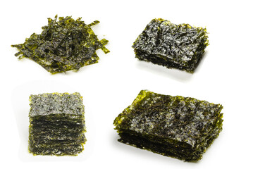 Tasty nori seaweed isolated on white background.