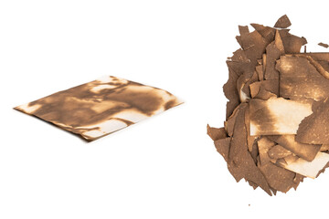 Burnt paper isolated on a white background.