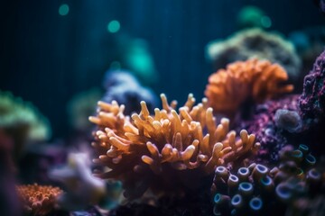 Naklejka na ściany i meble Coral reefs and their importance for marine life, bokeh Generative AI