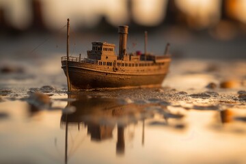 Fototapeta premium The history and significance of shipwrecks, bokeh Generative AI