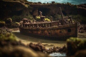 The history and significance of shipwrecks, bokeh Generative AI