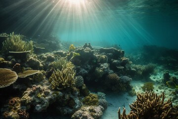 Fototapeta na wymiar The importance of marine protected areas, bokeh Generative AI