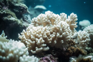 Naklejka na ściany i meble The dangers of coral bleaching and how to prevent it, bokeh Generative AI