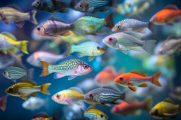 Fototapeta premium The diversity of fish species and their habitats, bokeh Generative AI