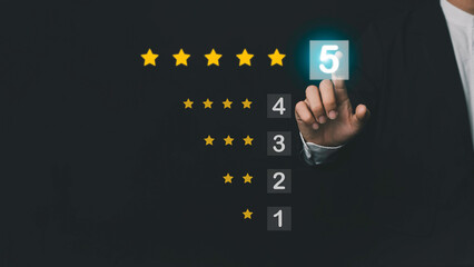 Customers can evaluate the quality of the service, the most excellent rating experience. The concept of users scoring satisfaction on online applications.