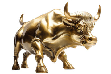 Golden Bull statue, represent uptrend in market - obrazy, fototapety, plakaty