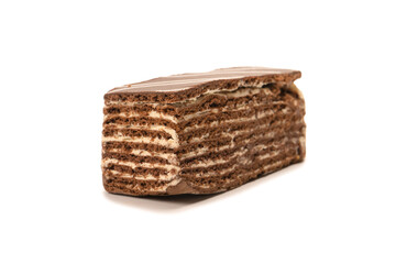 Chocolate cake isolated on a white background.