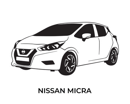 Vector silhouettes, icons of Nissan brand cars