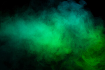 Fototapeta na wymiar Blue and green steam on a black background.