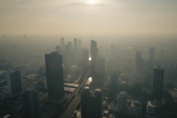 Obraz premium PM 2.5 Air Pollution in Bangkok, Thailand - city in haze