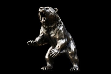 Obraz premium Silver Bear Statue. Represent downtrend in market