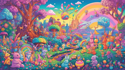 Obraz na płótnie Canvas Easter Bunnies Pixel Art
