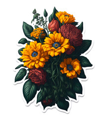 pack de stickers flowers and skeletons IA generativa