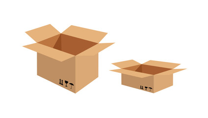 Cardboard boxes isolated. Box package mockup opened vector.