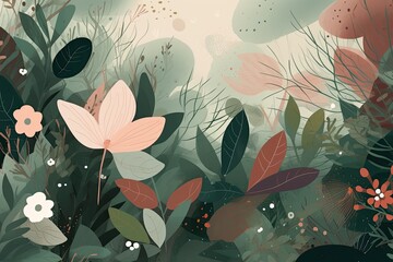 abstract background image that showcases the beauty of the natural world, with flowers, leaves, and other organic elements Generative AI