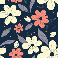 Blooming hand drawn seamless pattern with wild flowers and leaves. Design for fashion, fabric, textile, wallpaper, wrapping and all prints © jullyromas
