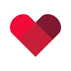 Red heart symbol on white background.