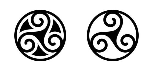 Circle Triskelion Triskele Ancient Ornament Sign Symbol Icon Logo Vector Illustration Isolated on White