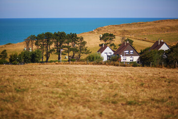 Picturesque panoramic landscape of Sainte-Marguerite sur Mer, Normandy, France