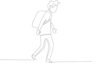 A man seeks refuge. Refugee one-line drawing