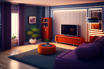 Photo beautiful confortable cozy interior style design generative ai