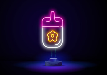 Milk bottle baby neon icon. Simple thin line, outline vector of maternity icons for ui and ux, website or mobile application