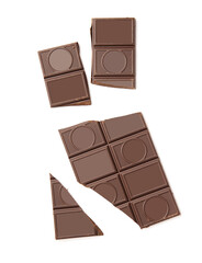 Black chocolate isolated on white background