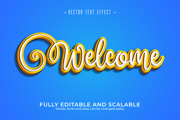 Welcome text effect on a blue background