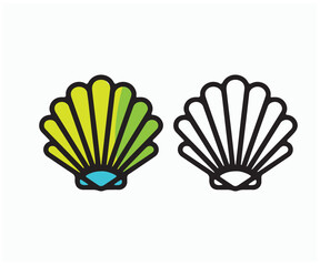 Sea shell vector icon yellow blue color