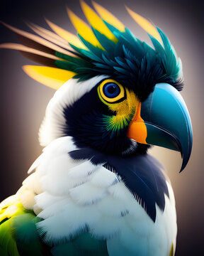 AI Digital Illustration Macaw Close Up Portrait