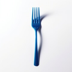 blue fork on white background