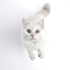 white cat on isolated on white background