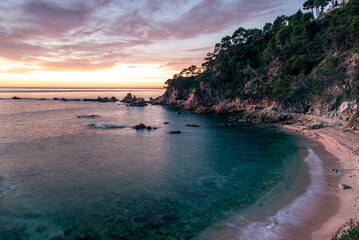 Sunrise over the beautiful coastline beach