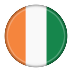 Cote Divoire Ivory Coast flag button 3d illustration with clipping path