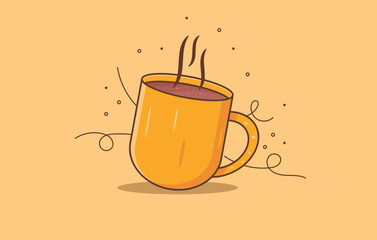 Flat Coffee Mug Vector Illustrator