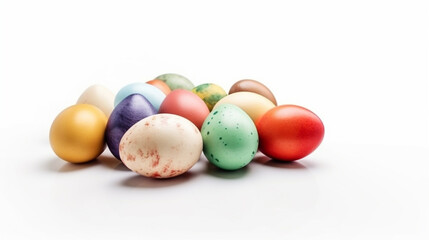 Obraz na płótnie Canvas Easter easter eggs with bunnies. selective focus. Generative AI,