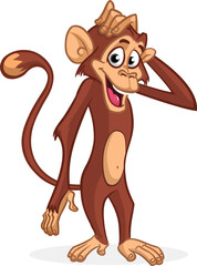 Cartoon funny monkey chimpanzee. Vector illustration of happy monkey character design isolated