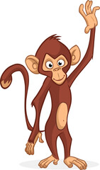 Cartoon funny monkey chimpanzee. Vector illustration of happy monkey character design isolated