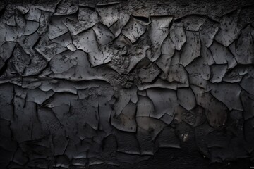  a black and white photo of a wall with cracks and cracks on it, with a light coming from the top of the wall, and a dark background.  generative ai
