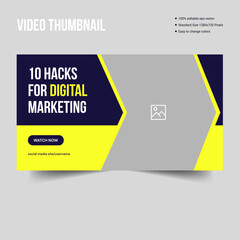 Digital marketing video thumbnail banner template design, editable vector eps 10 file format