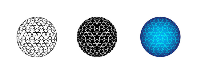 3d Star Pattern in Ball Sphere Vector Illustration