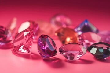  a group of different colored diamonds on a pink background with a pink background and a pink background with a pink background and a pink background with a.  generative ai