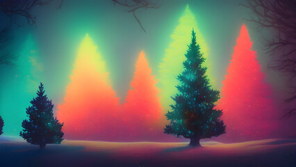Radiant and festive. Glowing Christmas trees to light up your holidays. Generative AI Art