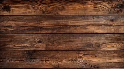 Rolgordijnen wooden table texture. brown planks as background top view. Generative Ai © vectorizer88