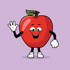 Cute Apple fruit character with say hello expression vector