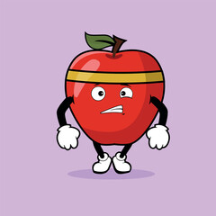 Cute Apple fruit character with marathon expression vector