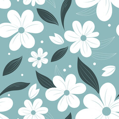Seamless floral wallpaper. Light decorative vintage pattern in classic style with flowers and leaves. - 587045245